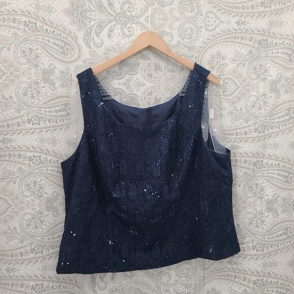 Three piece lace navy blue suit Mother of the Bride Size 24 formal wedding party - Picture 2 of 16